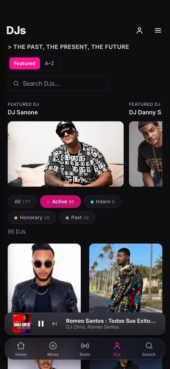 Browsing DJ profiles in the LMP DJ app