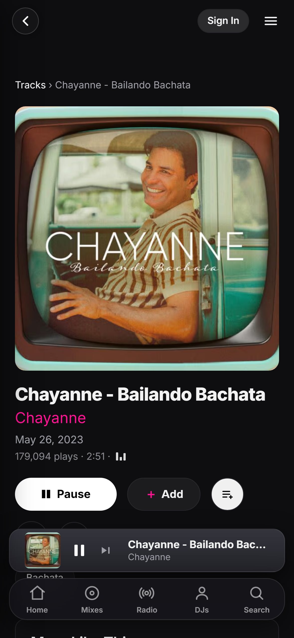 “Bailando Bachata” playing in the LMP DJ app
