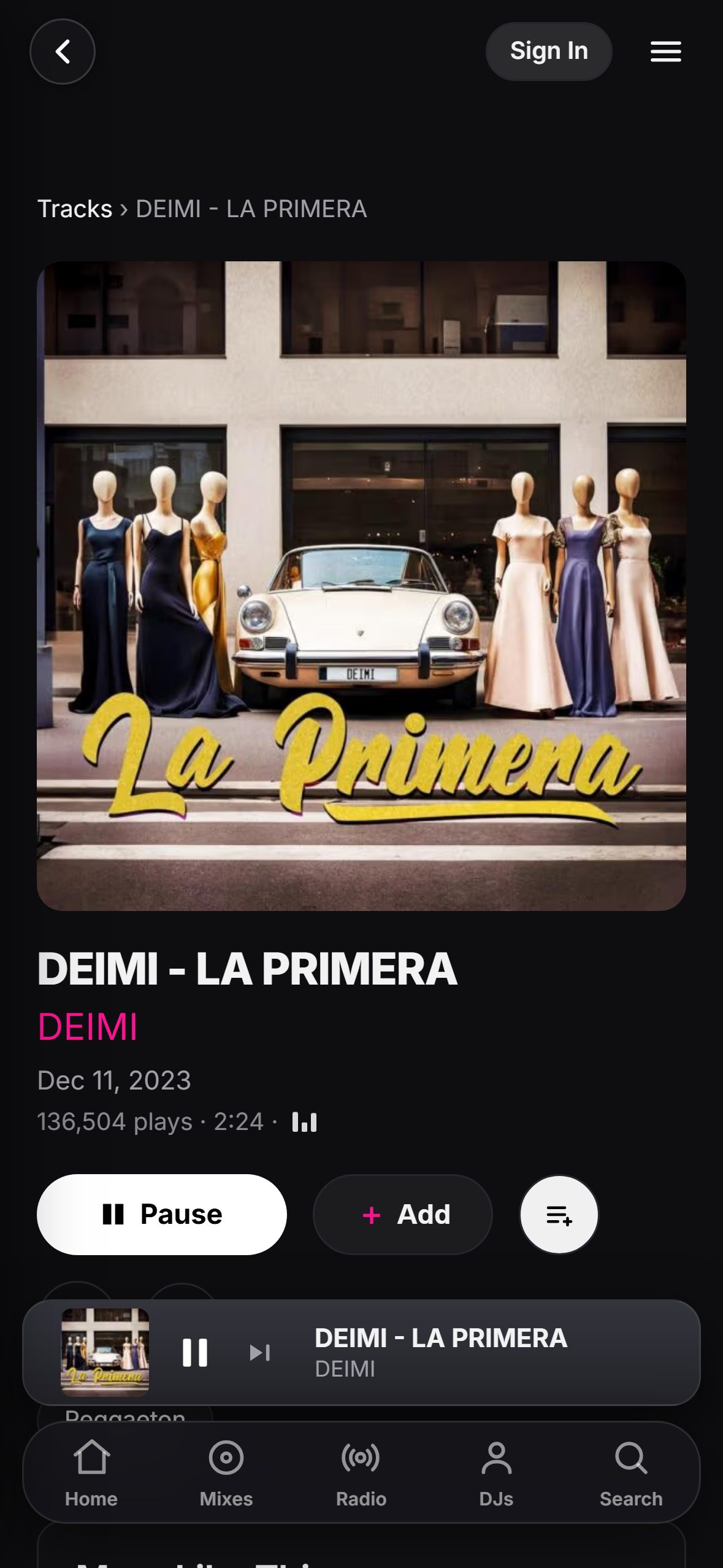“LA PRIMERA” by Deimi playing in the LMP DJ app