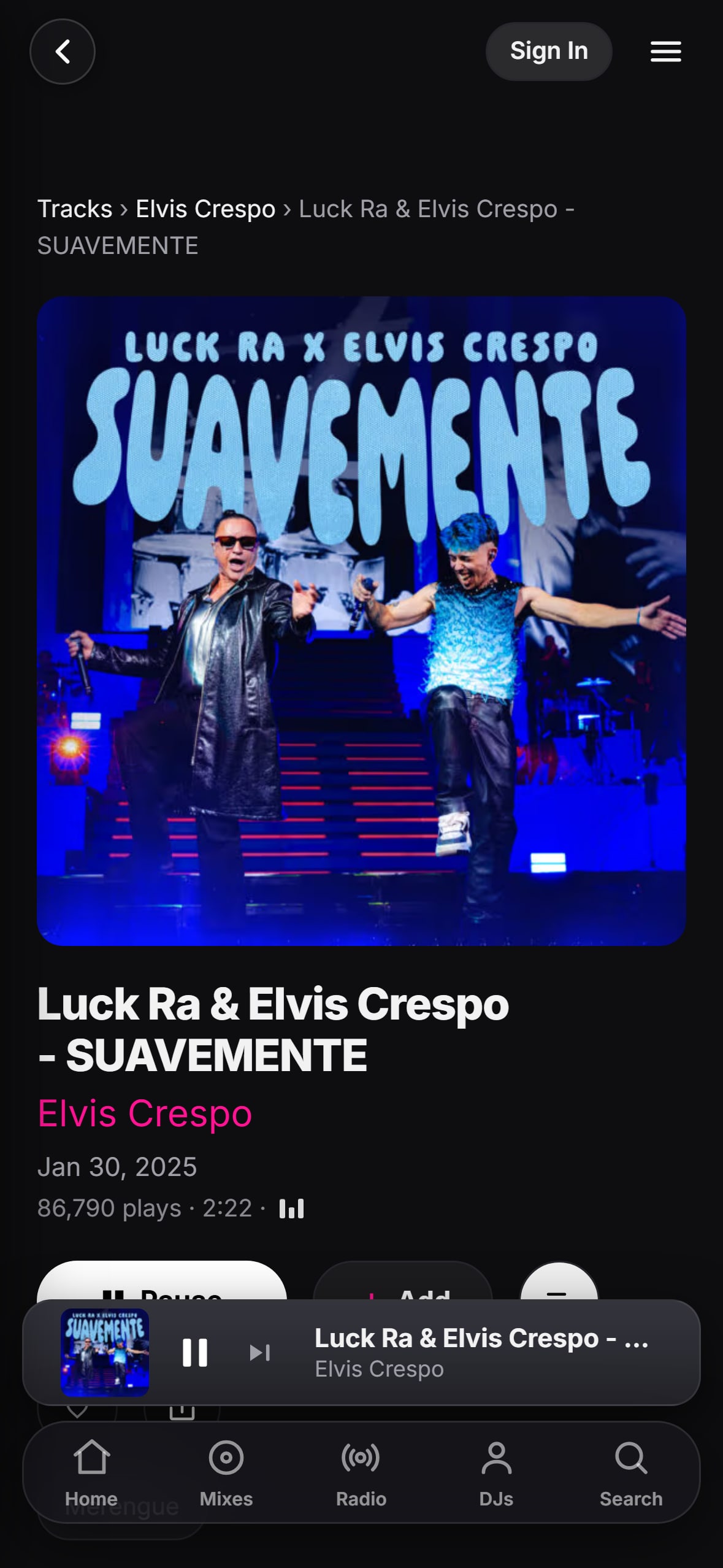 “SUAVEMENTE” playing in the LMP DJ app