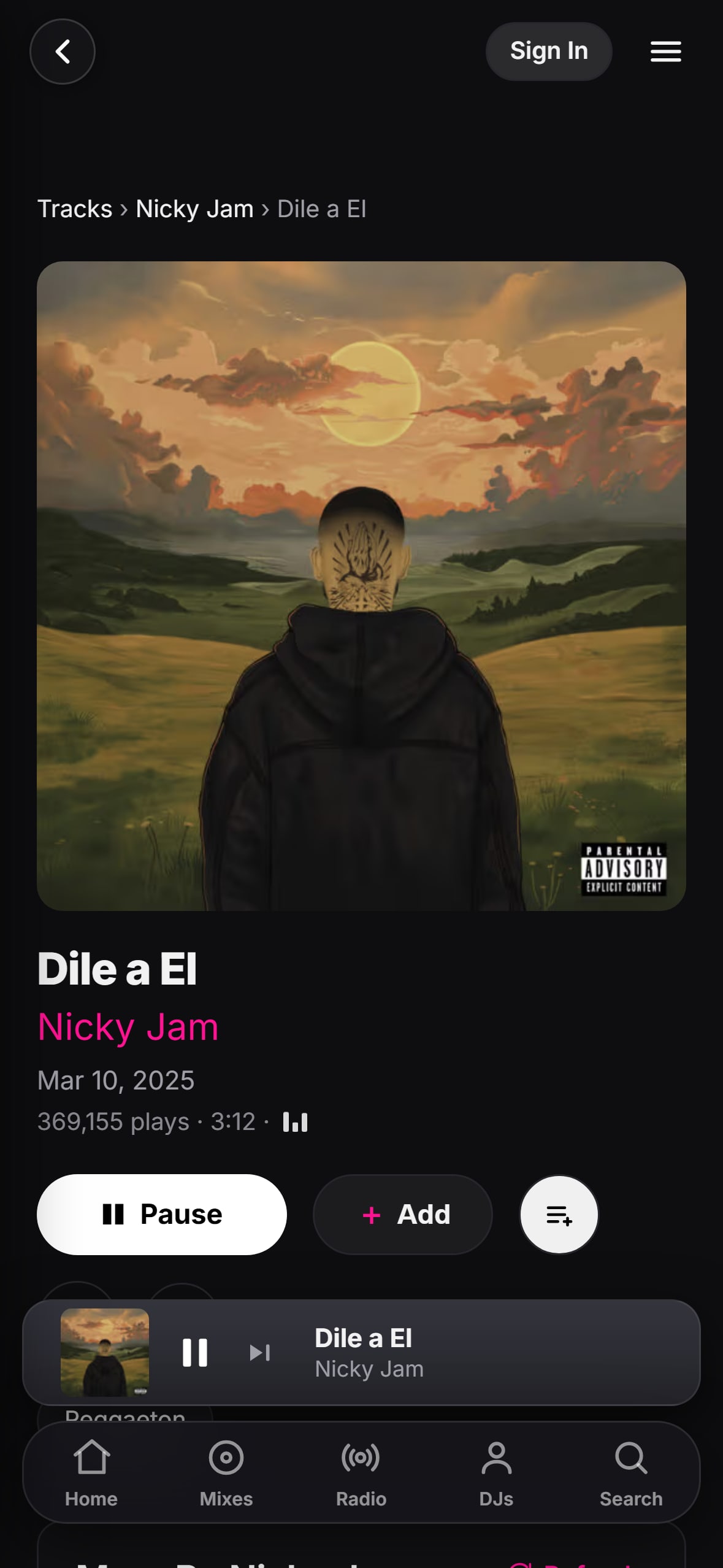 “Dile a ÉL” playing in the LMP DJ app