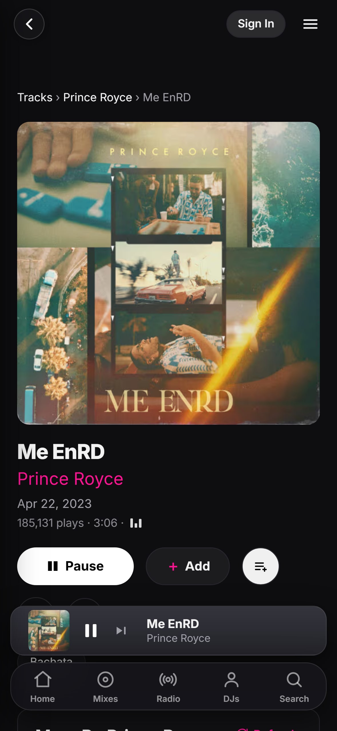 “Me EnRD” playing in the LMP DJ app