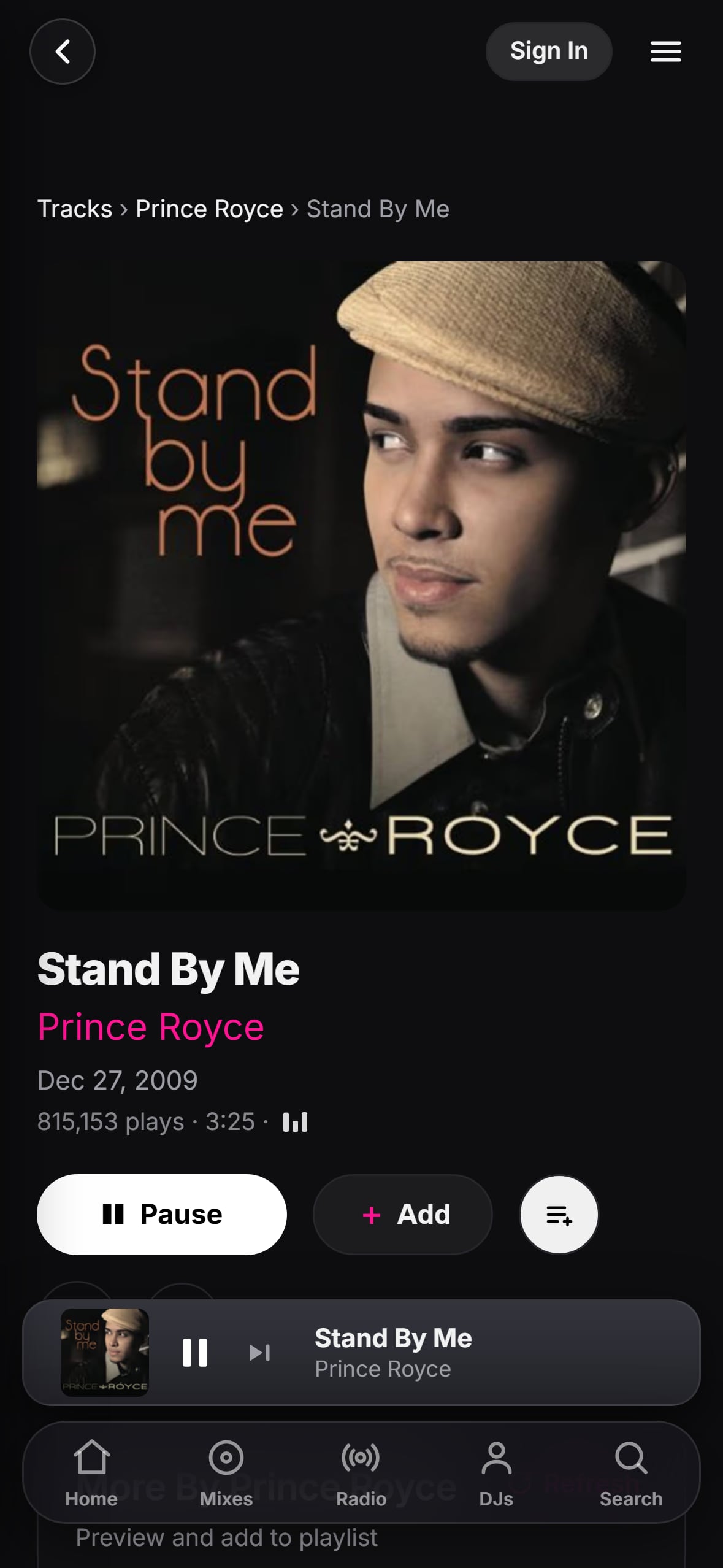 “Stand By Me” playing in the LMP DJ app