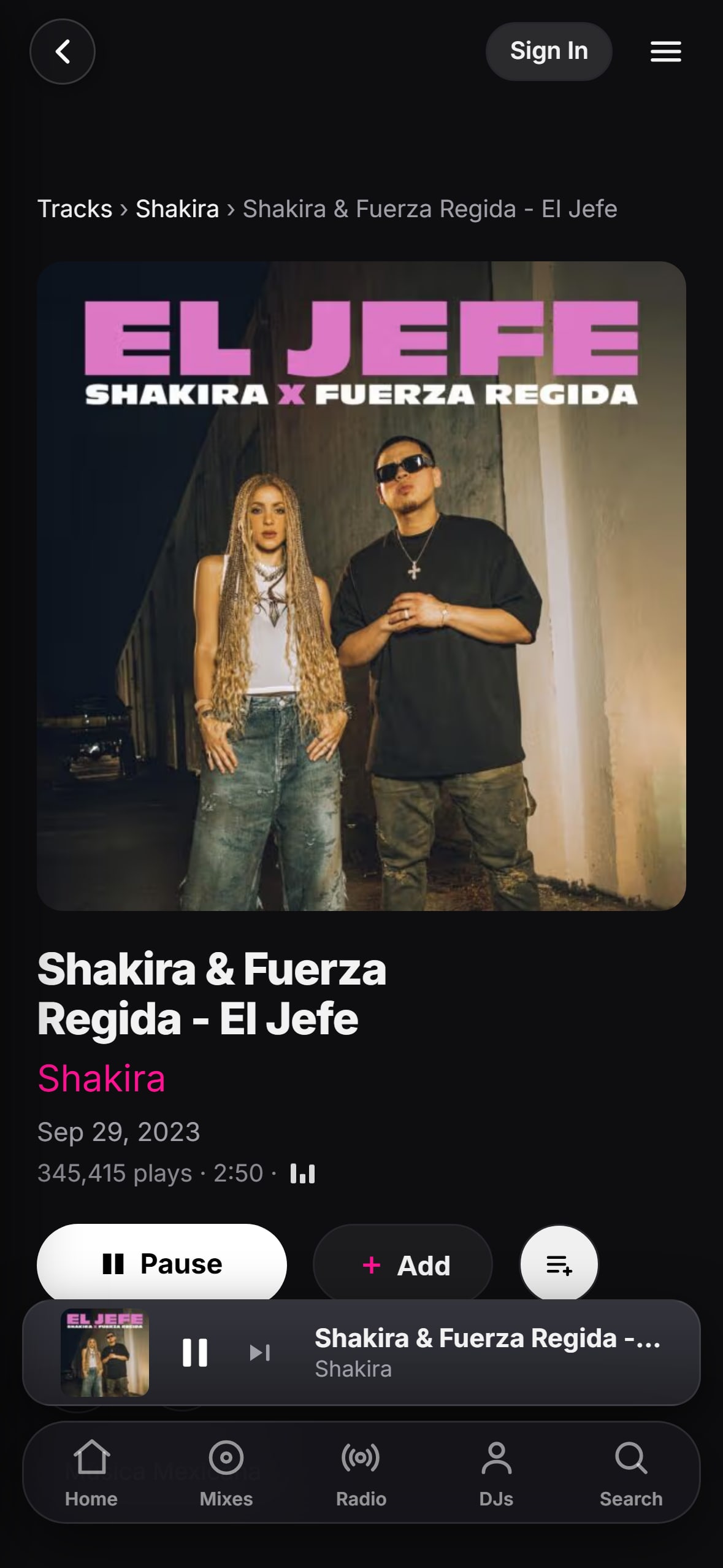 “El Jefe” playing in the LMP DJ app