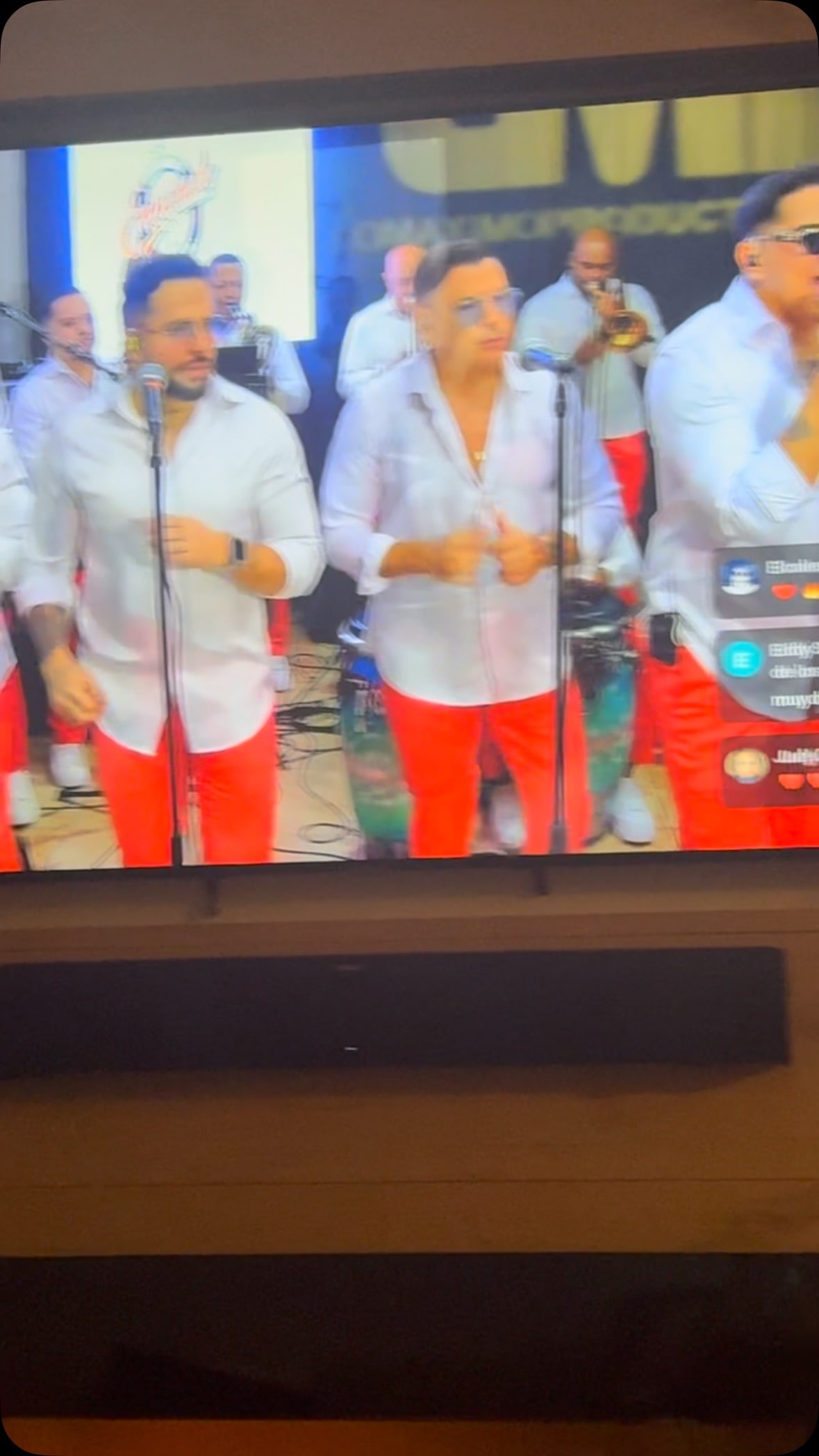 Chiquito Team Band's LMP live session playing on a TV, posted by Arias Cigars