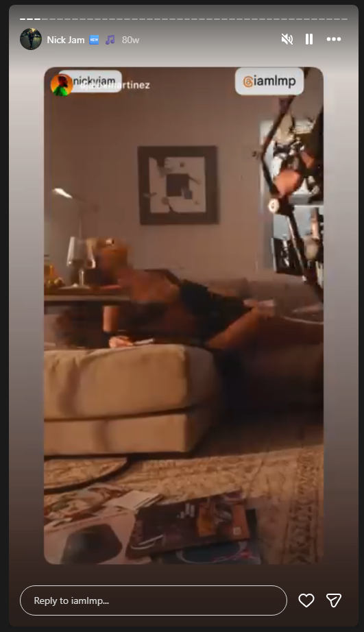 An LMP DJ's Instagram story for “Dile a ÉL”: a clip of the video, tagging @nickyjam and @iamlmp