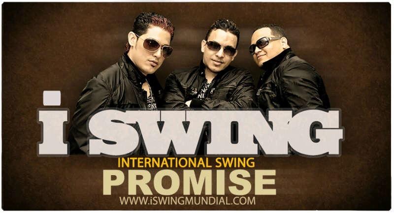 “iSwing — International Swing — Promise”: three members in sunglasses and leather jackets, with www.iswingmundial.com