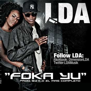 The cover of LDA's “Foka Yu”, prod. by K.O. El Mas Completo, with LDA's Facebook and Twitter names