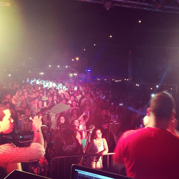 The crowd in front of the stage at LMP Summer Fest 2013 at night