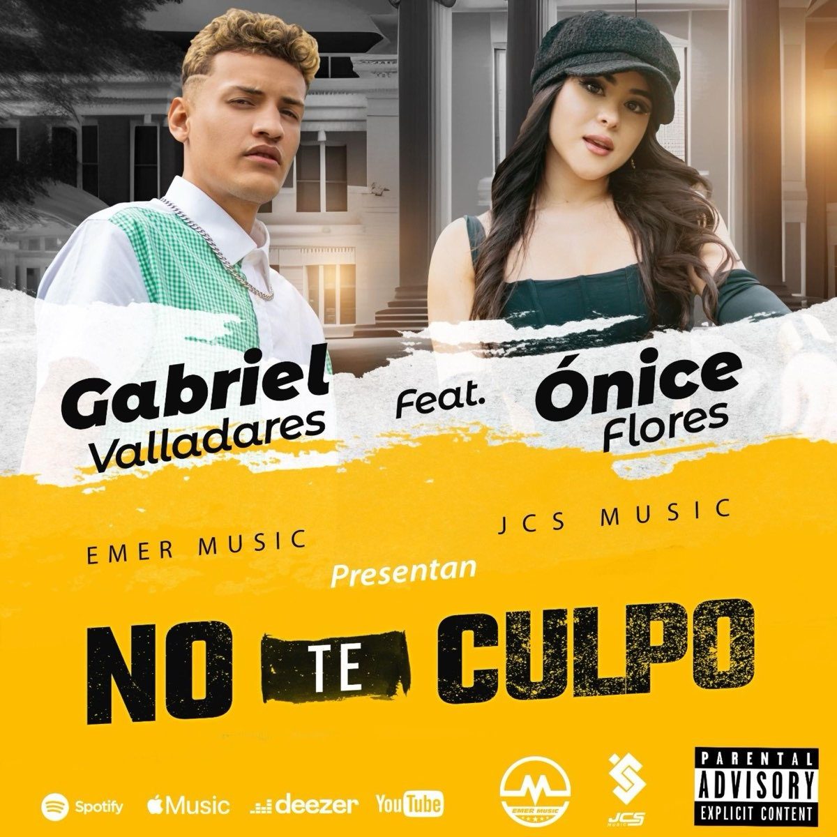 Gabriel Valladares and Ónice Flores on the cover art for “NO TE CULPO”