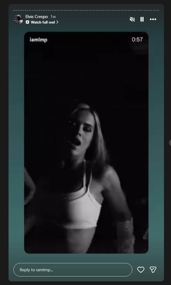 Elvis Crespo sharing LMP's reel on his Instagram story