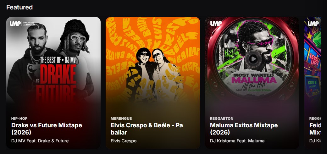 “Pa bailar” in the Featured row of the IAMLMP.com homepage
