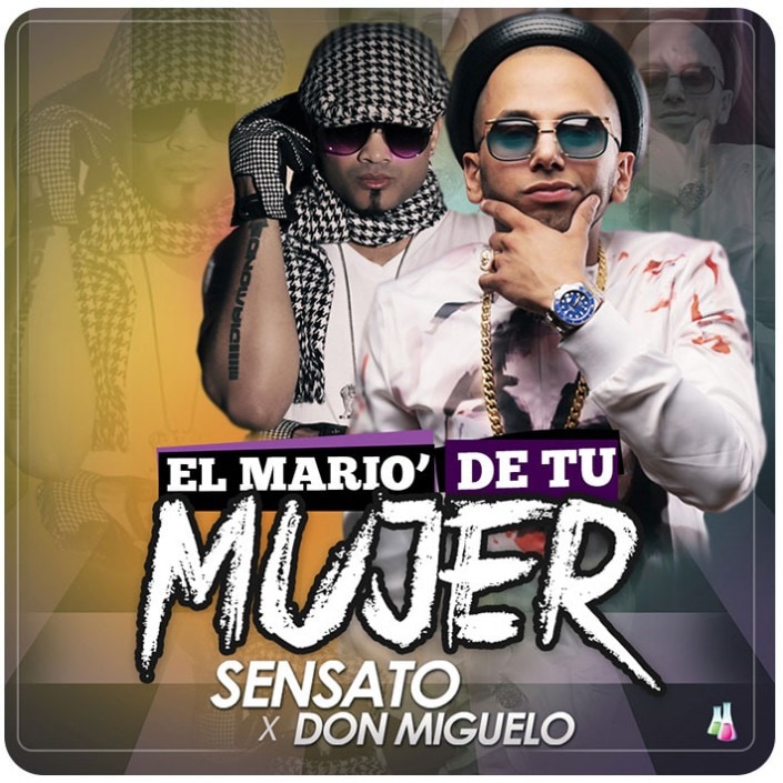 The “El Mario' de Tu Mujer” art from LMP's 2014 homepage feature — Sensato x Don Miguelo in hats and sunglasses, the title in white brush lettering